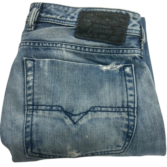Diesel Jeans Mens SZ 30x32 Blue Zatiny Bootcut Button Fly Distressed Straight - Picture 1 of 16